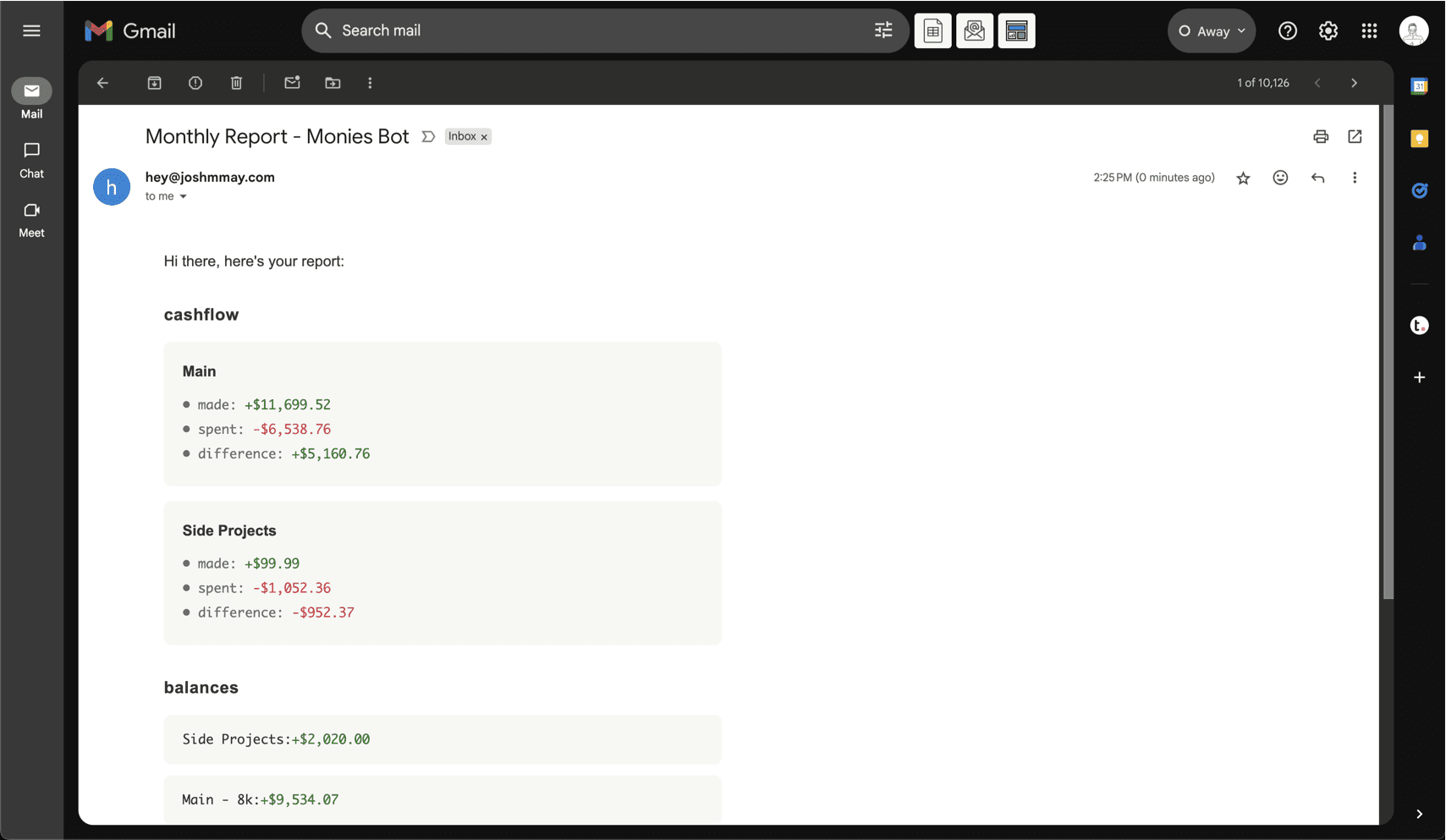 Monies Bot Dashboard Example